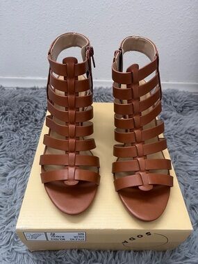 Soda Brown Strappy Cage Heeled Sandals